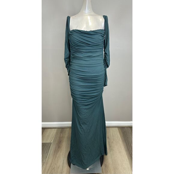 TOVE Ina Gathered Off-The-Shoulder Dress in Teal Size FR40/US8 $1430 - Picture 6 of 12